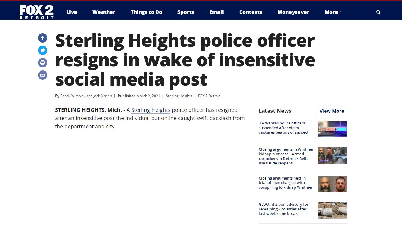 Sterling Heights police officer resigns in wake of insensitive social ...