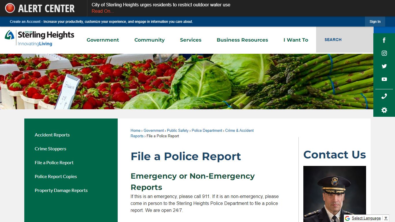 File a Police Report | Sterling Heights, MI - Official Website