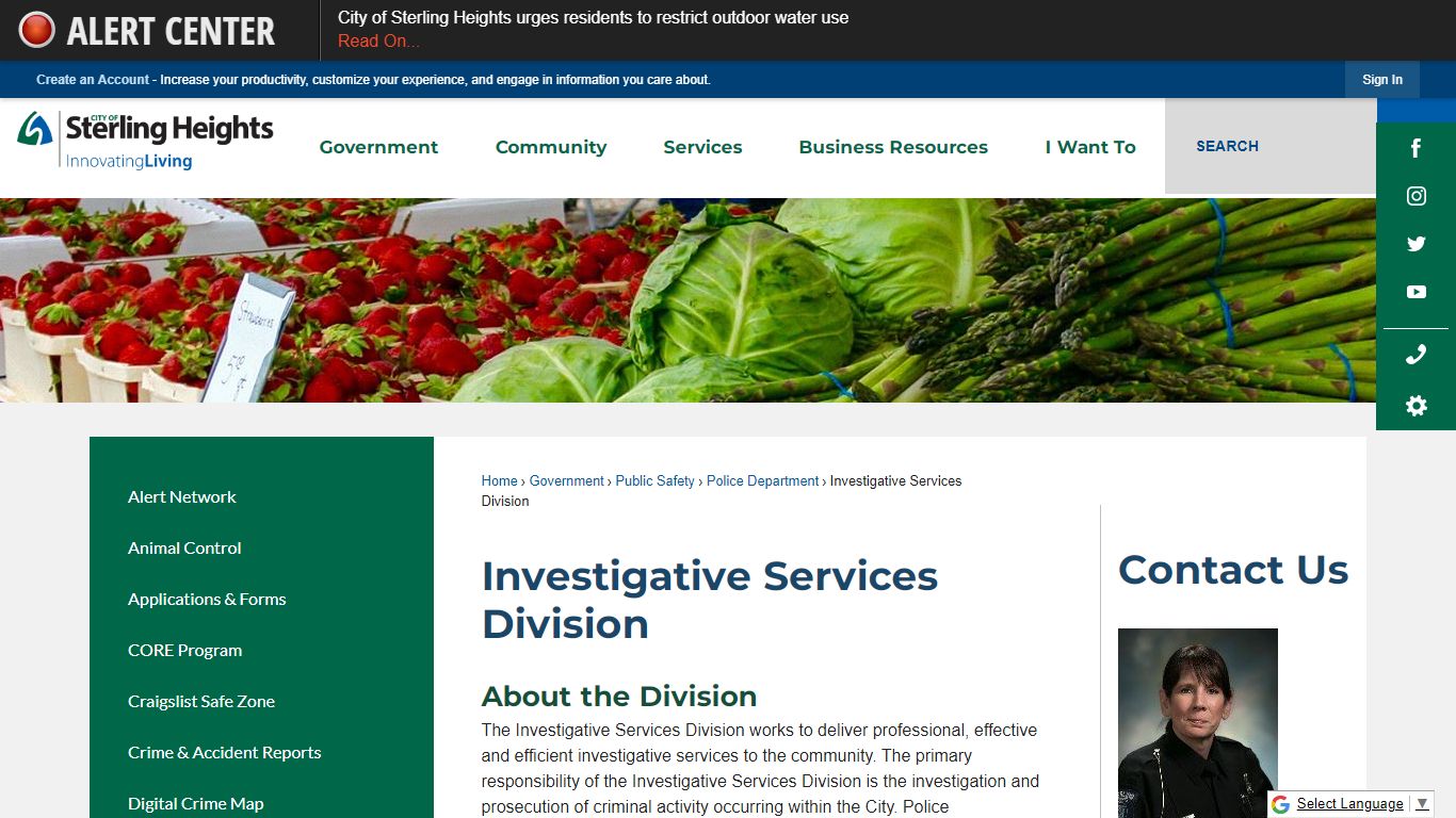 Investigative Services Division | Sterling Heights, MI - Official Website